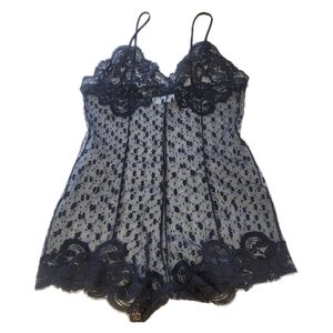 Vintage Lady Lynne Size PS One Piece Sheer Stretch Lingerie Lace Bodysuit USA